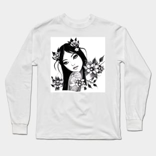 Beautiful Asian Girl Tattoo Art Long Sleeve T-Shirt